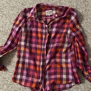 Old Navy Women's Multicolor Plaid Button Down Shirt